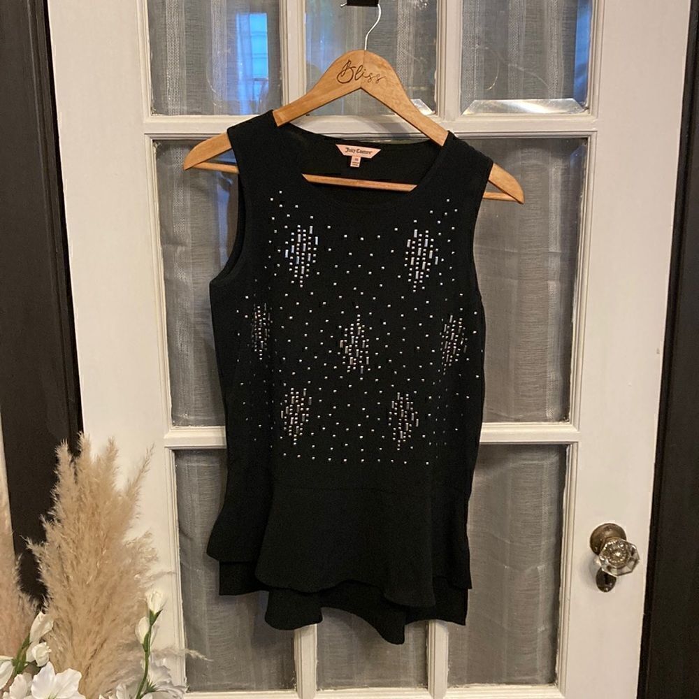 Juicy Couture Embellished Ruffle Bottom Tank